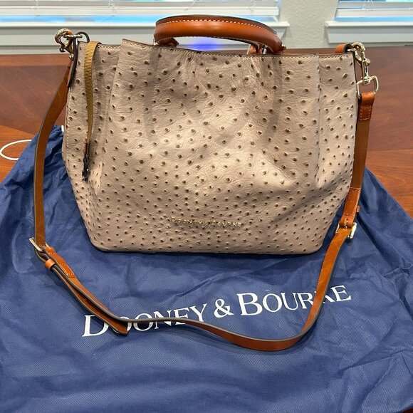 Dooney & Bourke Handbags - SOLD ON ANOTHER SITE-Dooney & Bourke Light Taupe Ostrich Barlow Leather Satchel